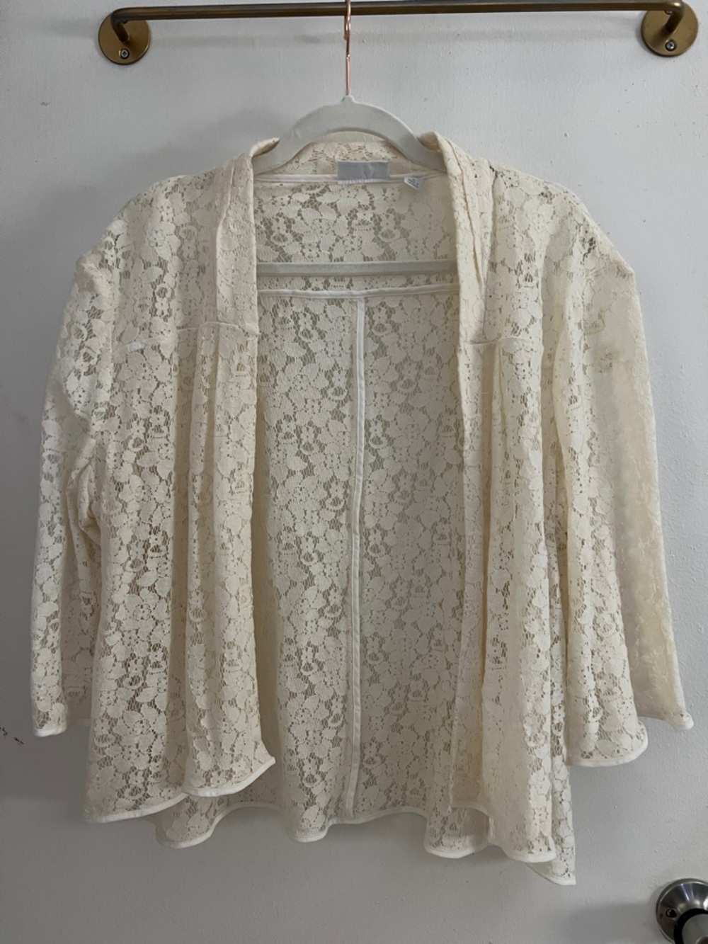 New York & Company Cream Lace Floral Cover-Up